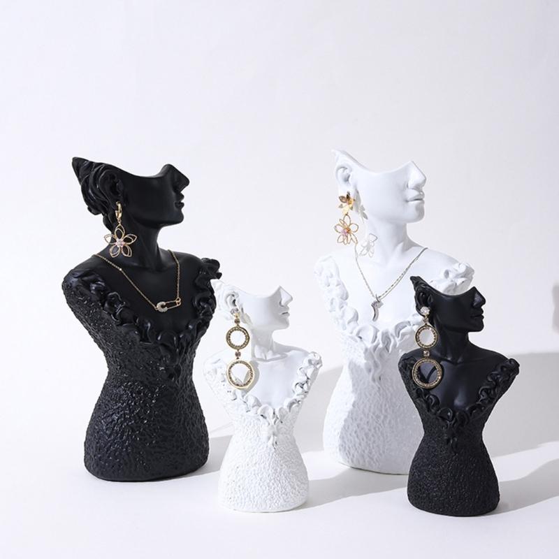 Boutique Necklace Jewelry Display Bust Resin Material Necklace Pendant Earring Chain Display-Case Mannequin Stand Holder