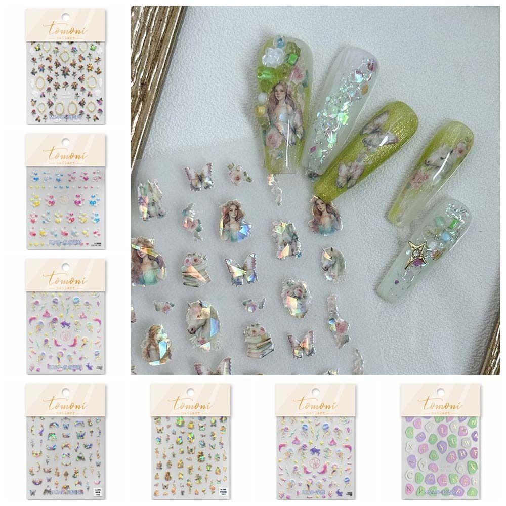 

Manicure Ornaments Shell Light Rose Nail Stickers Laser Heart Nail Decorations Lady