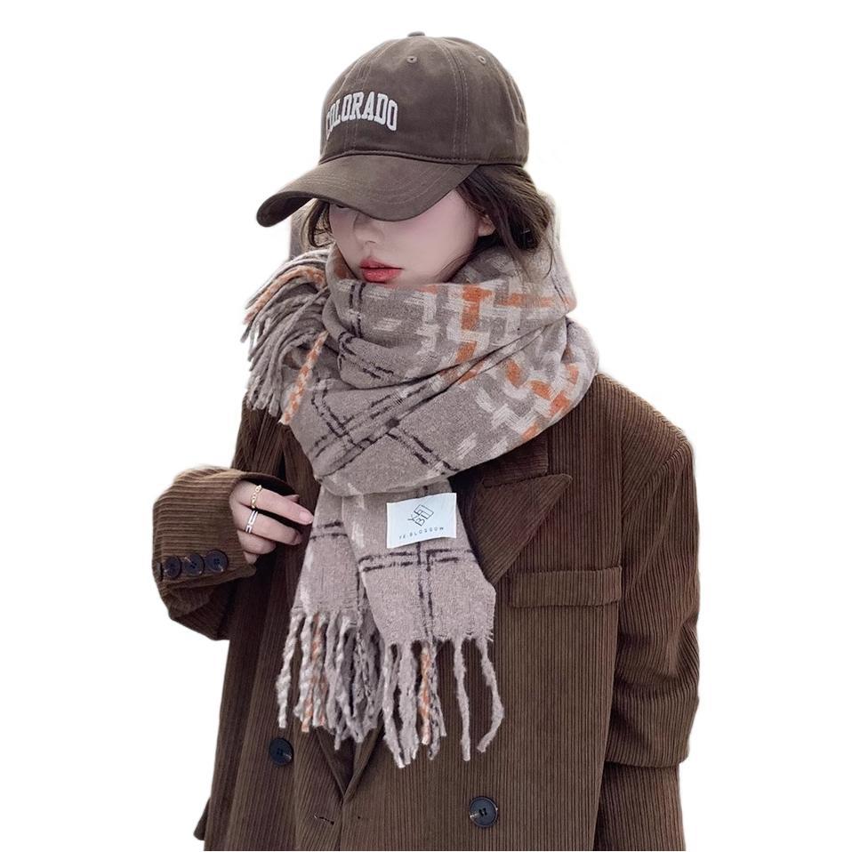 New Korean version of classic color matching plaid scarf women's autumn and winter fashion versatile warm thickened student scarf