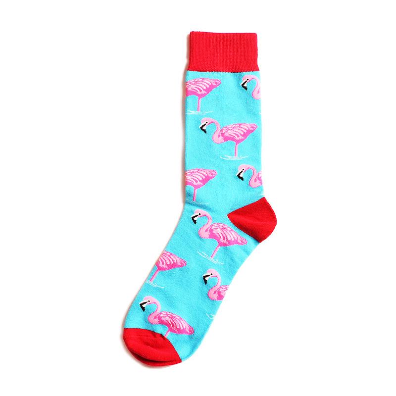 Șosete de modă Flamingos Jacquard Crew Sosete de bărbați Bumbac Hip Hop Bird Street Bărbați Sosete de skateboard