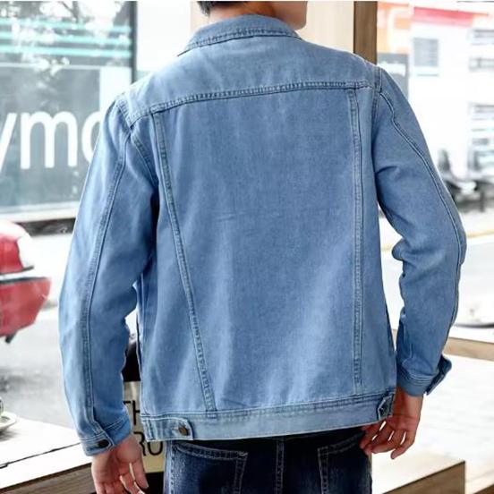 Spring Autumn Men's Denim Jackets Casual Streetwear Outerwear Solid Color Single Breasted Turn Down Collar Denim Jacket Men