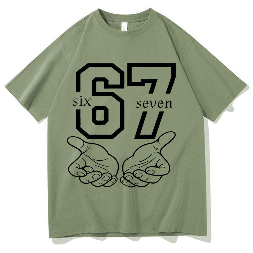 

Funny 67 Hand Meme Number Print Men Women Short Sleeve Tee Shirt Fashion TShirts Round Neck Aesthetic Tops Hot Sale Streetwear 4XL