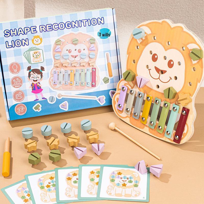 

Educational Wooden Xylophone & Shape Matching Tool for Kids