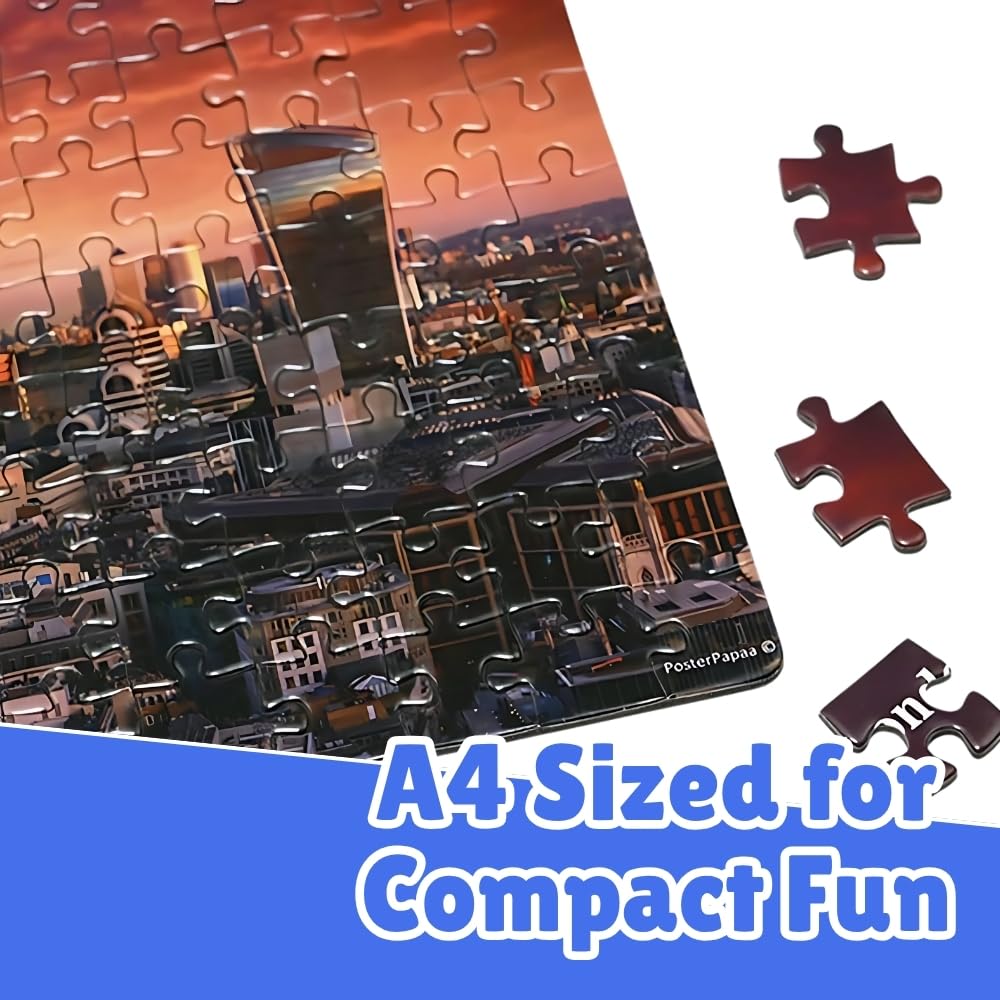 PosterPapaa City of Light Jigsaw Puzzle, Set of 4, 150 Pieces Each, 600 Pieces Total, A4 Size, 8.27" X 11.69", Colorful, Family-Friendly, Bold Puzzle