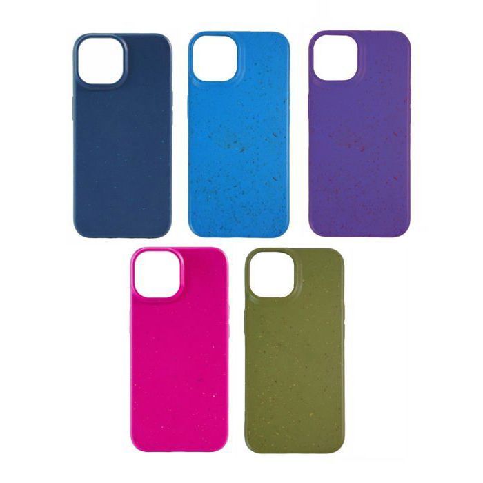 Coque biodégradable - iPhone 15 - Bleu ciel - Écologique - Paille de blé