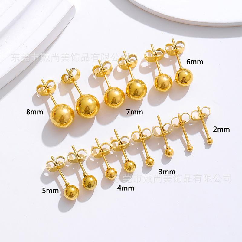 

ins simple ball stainless steel pearl stud earrings gold direct sales
