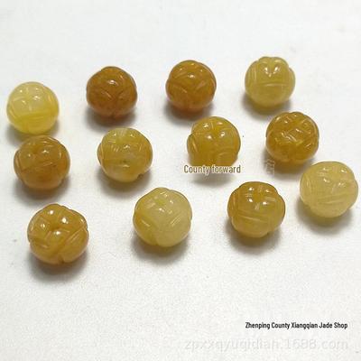 Yellow Dragon Lotus Jade Stone Beads - DIY Ornaments & Accessories