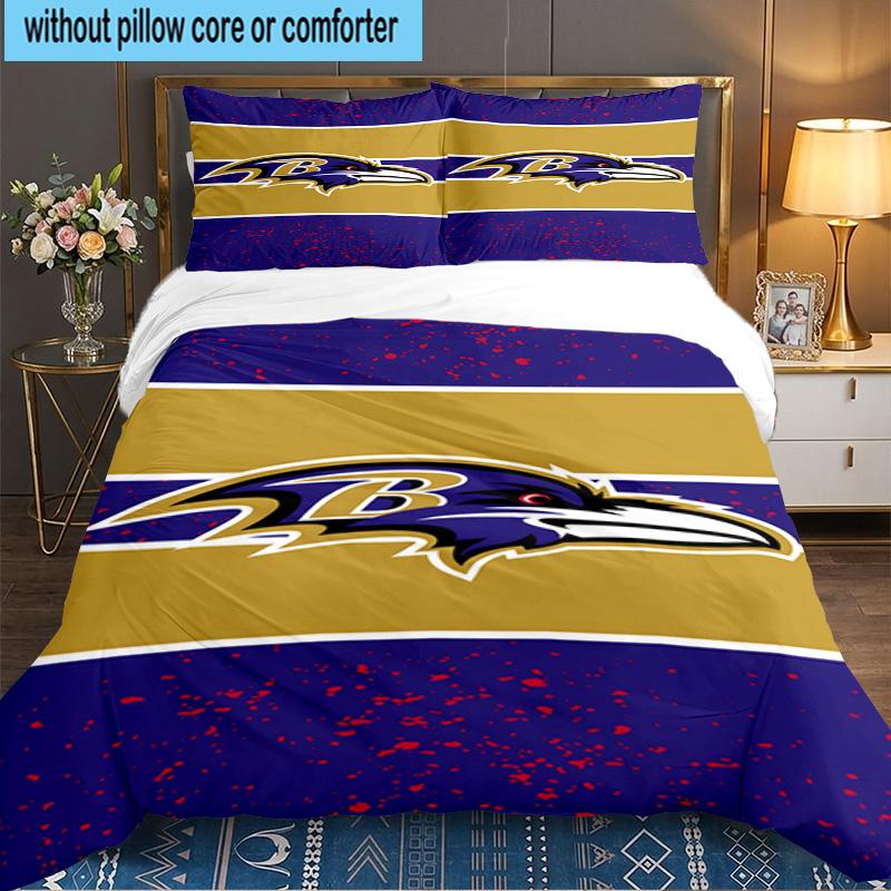 football Ravens Logo 3pcs Bedding Set,Including 1pc Duvet Cover And 2pcs Pillowcases Perfect Gift for Christmas,Ideal for Bedroom, Dormitory
