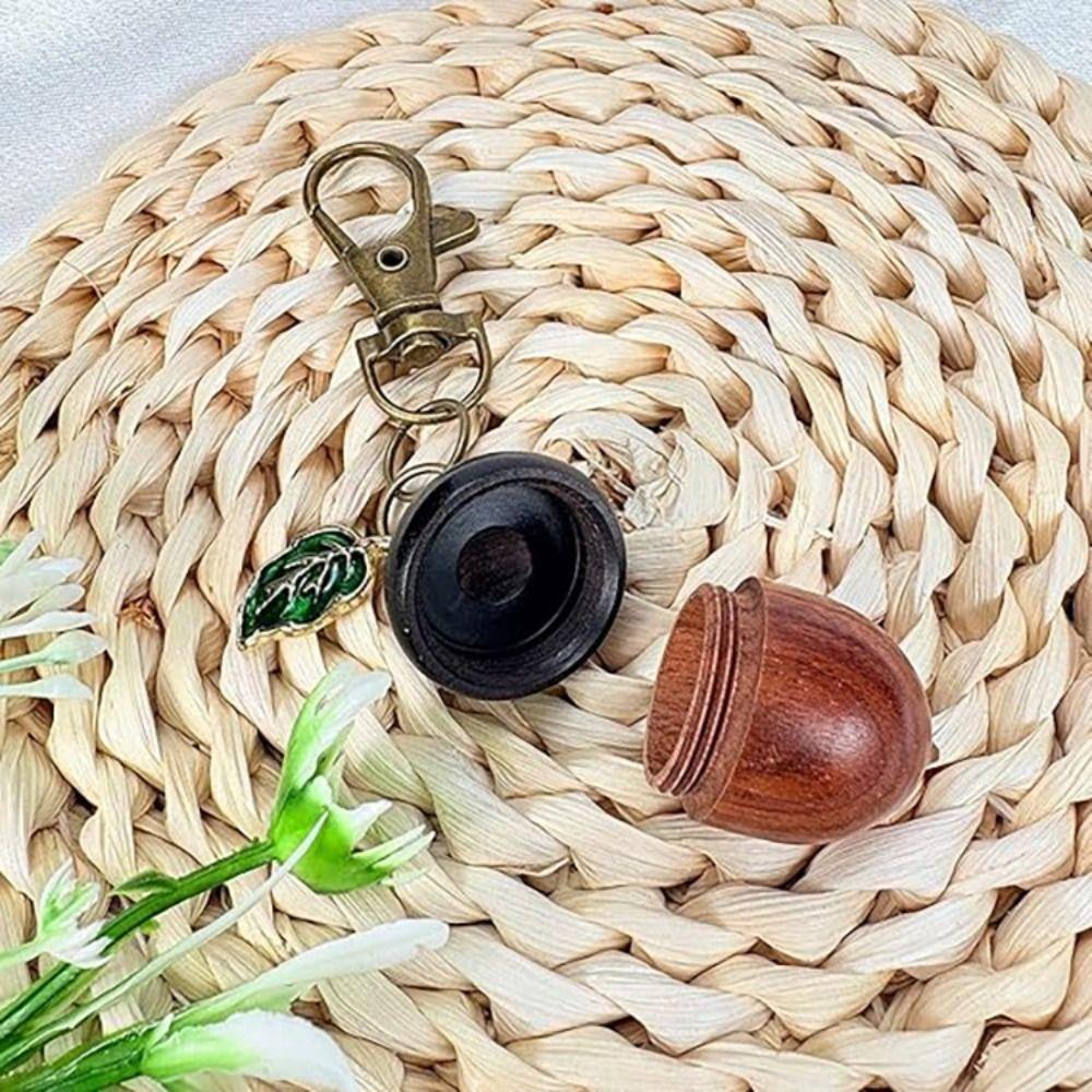 New Acorn Shape Medicine Pill Box Mini Portable Mini Sandalwood Rescue Pill Case Durable Unscrewable Medicine Tablet Container