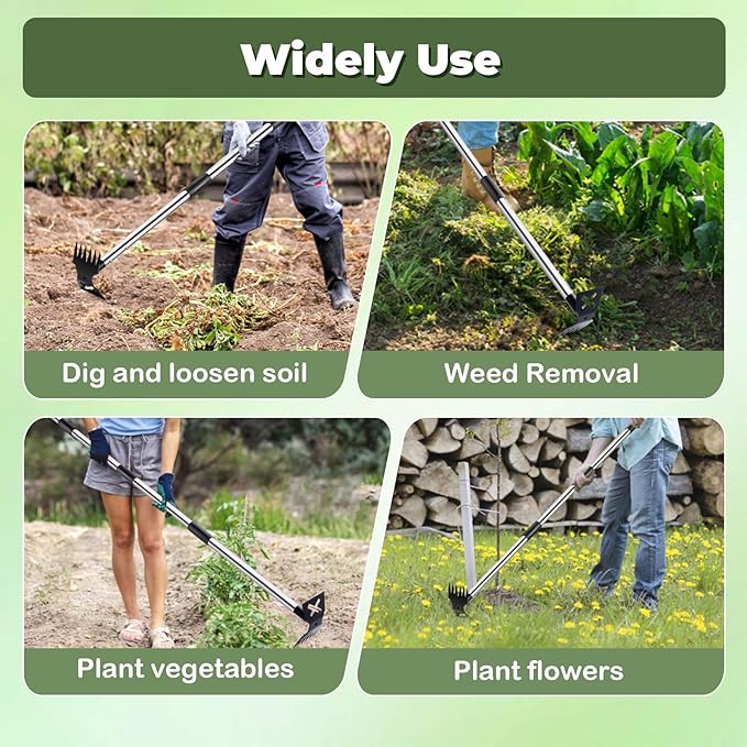 Puller Tool with Long Handle - 60" Manual Er Remover Tool, 2 In 1 Hand  Rake and Garden Hoe for Gardening