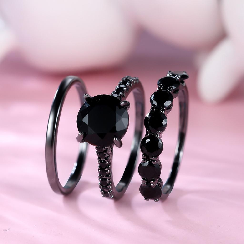 Wish New Ring Set, Four-claw Double Diamond Zircon Ring Set, Fashion Hand Jewelry