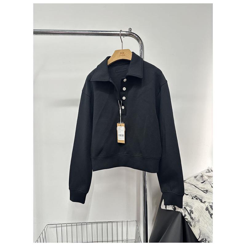 

Осенний женский однотонный свободный короткий кардиган с отложным воротником и длинными рукавами M