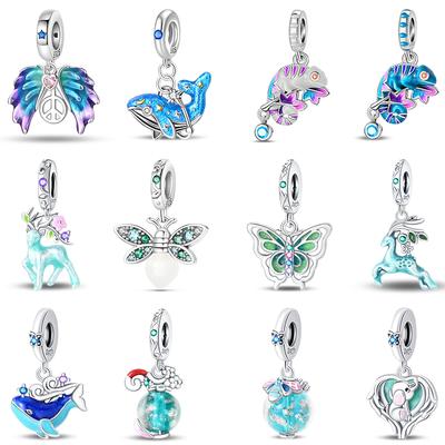 Copper Luminous Butterfly Blue Whale Elk Firefly Charms Chameleon Pendants Fit Original Bracelets Diy Birthday Jewelry
