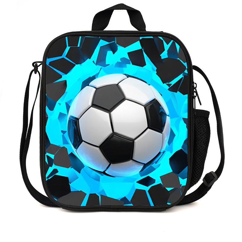 Football Basketball Pattern Children'S Lunch Bag Elementary School Lunch Box Bag Fashion Trend Boys' Lunch Bag