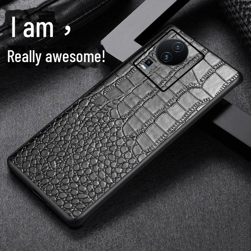 

iQOO Neo7 Racing Cowhide Crocodile Pattern Genuine Leather Case - High-end Protective Cover for Neo7Pro iQOO Neo 8 Pro красный