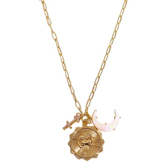 12 Constellations Pendant Necklace Faux Opal Moon Charm Necklace Constellation Symbol Jewelry Birthday Gift