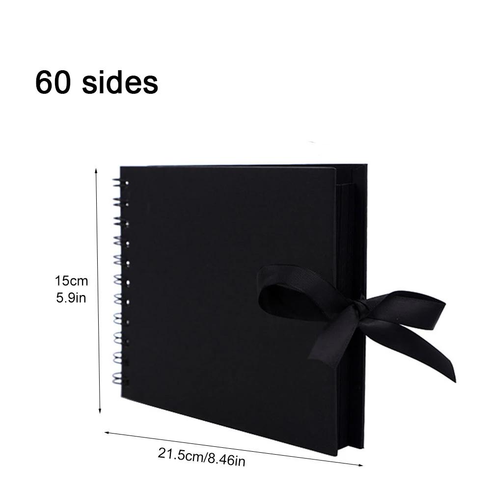 ZK20 80 Schwarze Seiten Erinnerungsbücher DIY Bastel Fotoalben Scrapbook Einband Kraft Album für Hochzeitsjubiläumsgeschenke Erinnerungsbücher