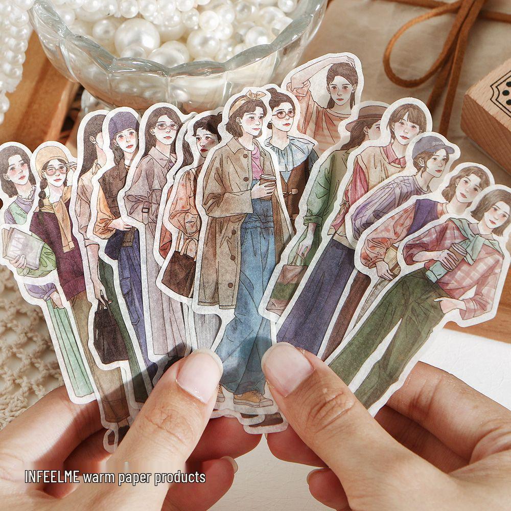 Clumsy Hug Series Journal Washi Sticker Pack - 4 Styles for Decoration & Collage