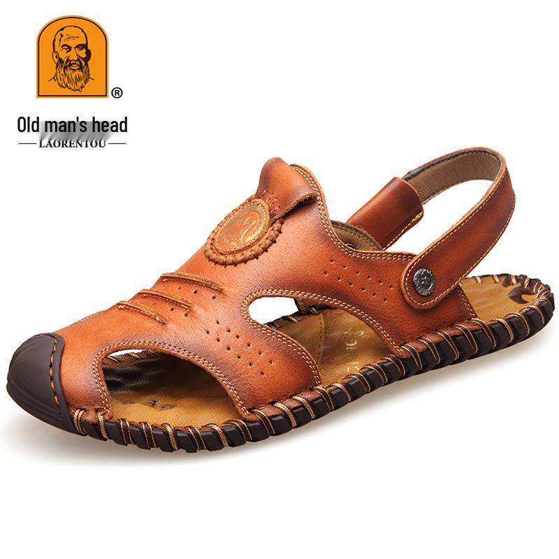 Men s Summer 2025 Closed-Toe Genuine Leather Sandals: Dual-Use Beach  Casual Wear Size 43