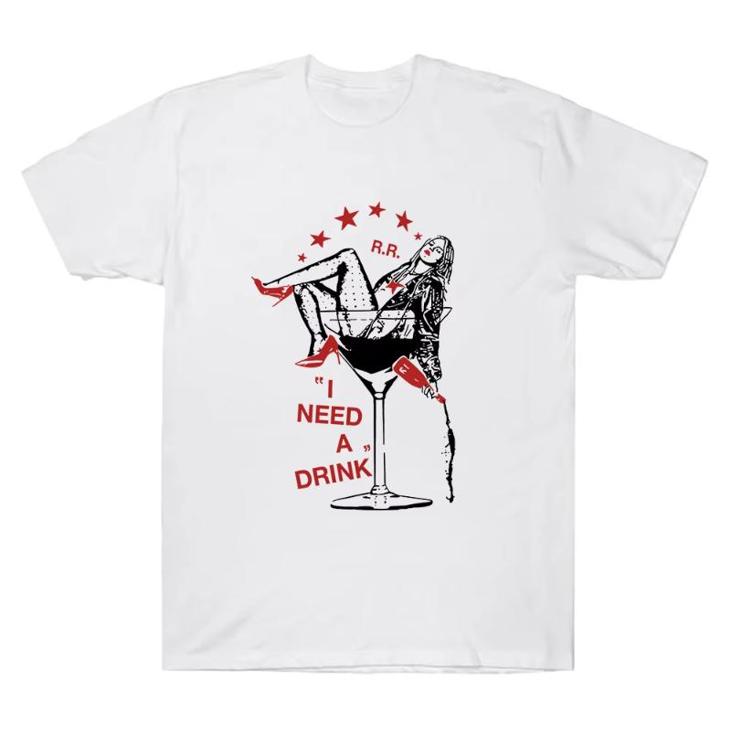 

Reneé Rapp I Need A Drink Tee Reneé Rapp Music Merch Fan Gift Harajuku Unisex Oneck Y2K Shirt Summer Cotton Breathable T Shirts S