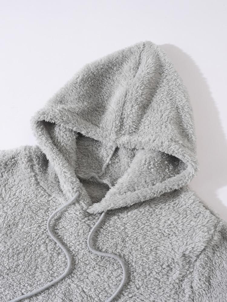 Pull à capuche rembourré en velours pelucheux pour homme Automne Hiver Veste pull pour homme Évacuation de l'humidité Coupe confortable Doux pour la peau Respirant Hauts