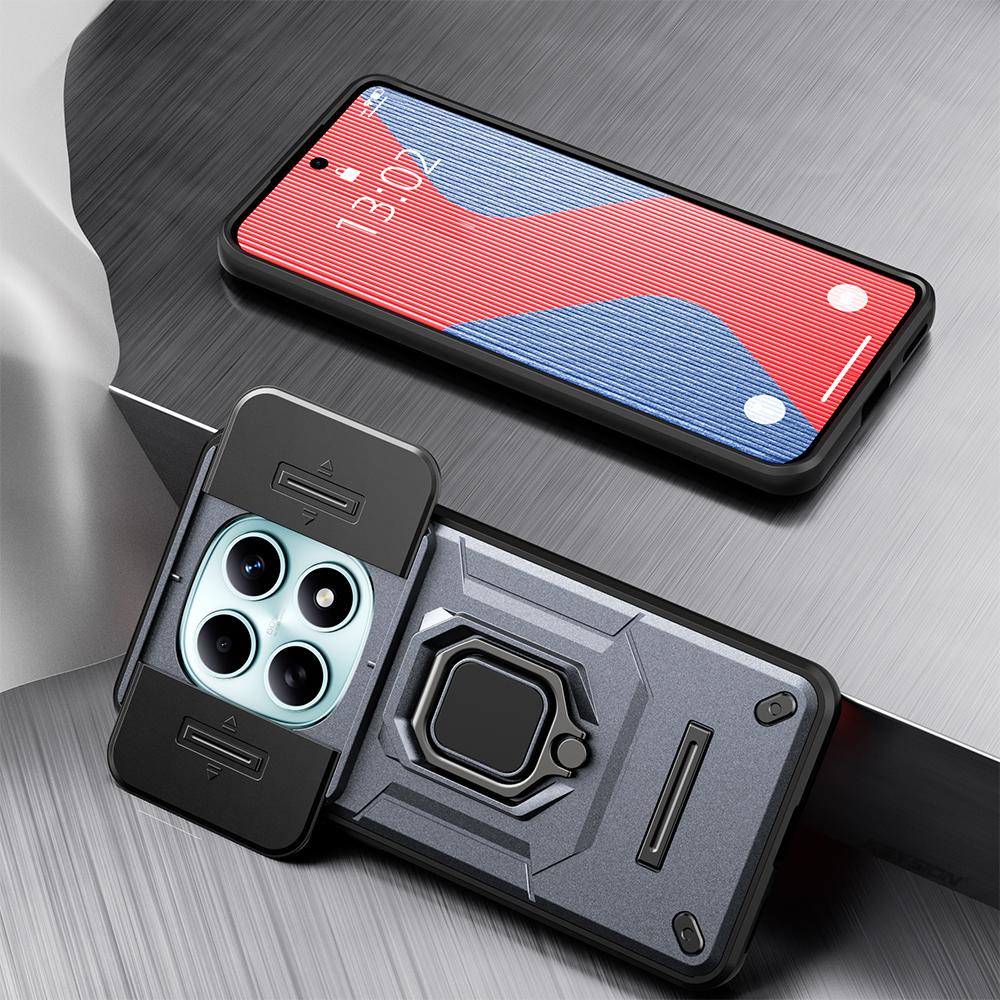 KEYSION Shockproof Case for Xiaomi Redmi Note 15 Pro+ 5G Slide Camera Protection Metal Ring Stand Phone Cover for Redmi Note 15 4G 5G