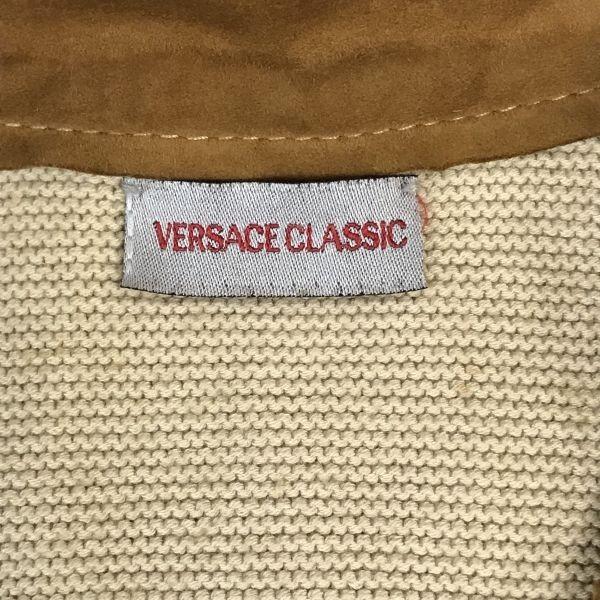 VERSACE CLASSIC Suede Leather Knit Single Riders Jacket Men M Camel(USED)
