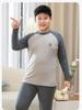 Cozy Kids' Patchwork Thermal Set: Antibacterial Boys' & Girls' Underwear and Pajamas for Autumn & Winter