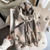 Premium Double-Sided Jacquard Houndstooth Scarf Wrap Women Winter Fall Warm Cotton Blend Shawl 185x70cm