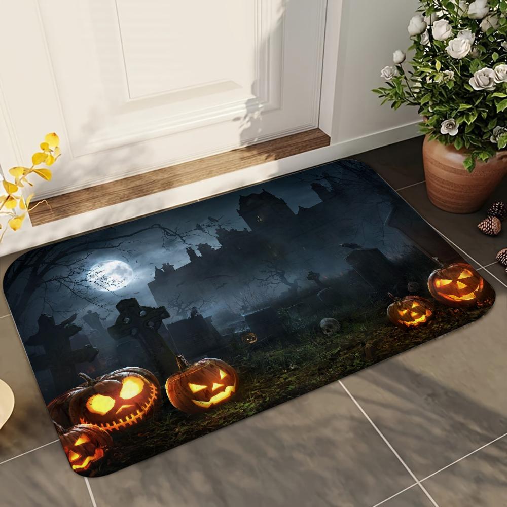 1pc V- Halloween 3D Visual Clown Absorbent Mats Anti-Slip Mats Home Decor Supplies Carpets Home Kitchen Floor Mats