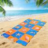Lebendiges Orange Blau Strandtuch – Premium Schnelltrocknend Saugfähig mit Muschel Seestern Collage für Sommer Strandtage