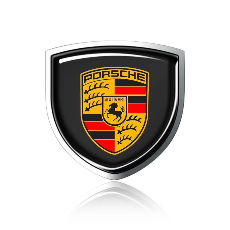 1 Pz Emblema Scudo Metallo 3D Porta Auto Badge Carrozzeria Adesivo Per Porsche Boxster Cayenne Panamera Macan Cayman 911 918 996 917 991