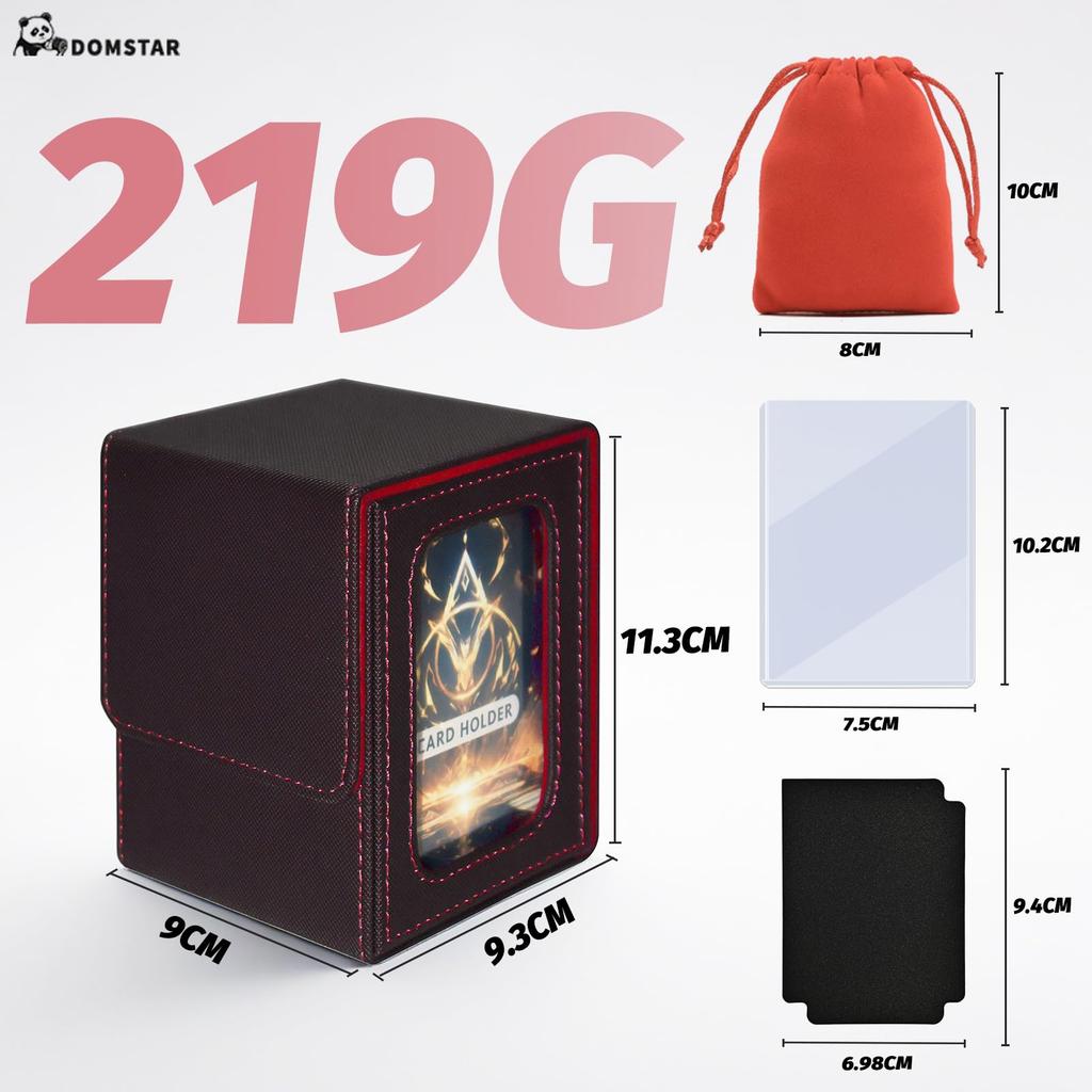 Domstar Deck Card Trading Double Card Display Waterproof Holds 100 Double Sleeved 2 2 Card 1 Dice Compatible with Duel and Case, Case, Cards, Window,