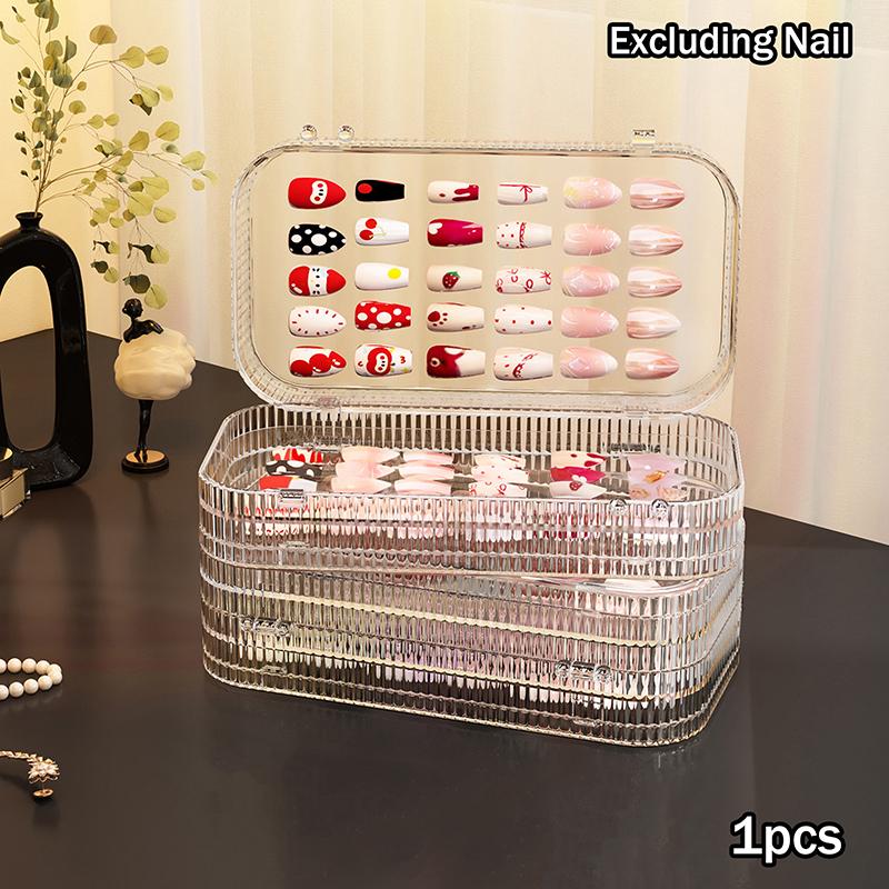 Transparent Plastic Three-Fold Press-On Nail Display Rack Storage Box Organizer for False Nails