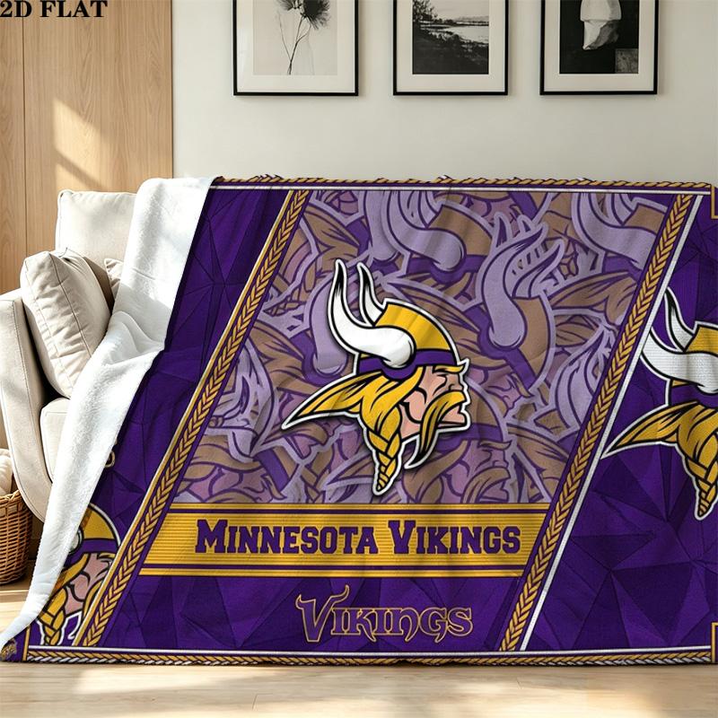 Minnesota Vikings Print Flanelovádeka Vysoká Kvalita Teplá Pohodlná Přikrývka pro Všechna Roční Období Perfektní jako Dárky Domácí Dekor