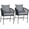 Outdoor Chairs 2 Piece Set Boho Design Seat And Back Cushions Comfortable Seat Shell Metal Frame Black
