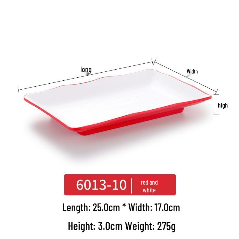 Melamine Rectangular Imitation Porcelain Plate for Hot Pot, Sushi, BBQ & Hotel Tableware.