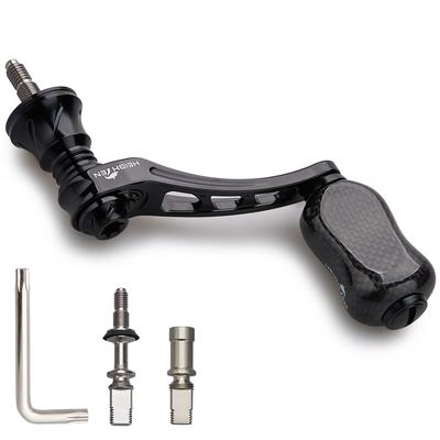 HEIGHTEN 45-50mm Adjustable Reel Handle with 21mm Carbon Knob for Shimano and Daiwa Arch Series Spinning Reels (Black) (926)