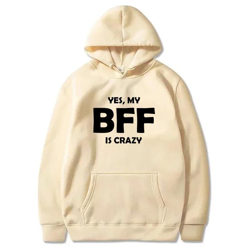 BFF Printed Hoodie Autumn Winter Women Men Casual Loose Simple Fashion Comfortable O-Neck Long Sleeve Fleece Sweatshirts