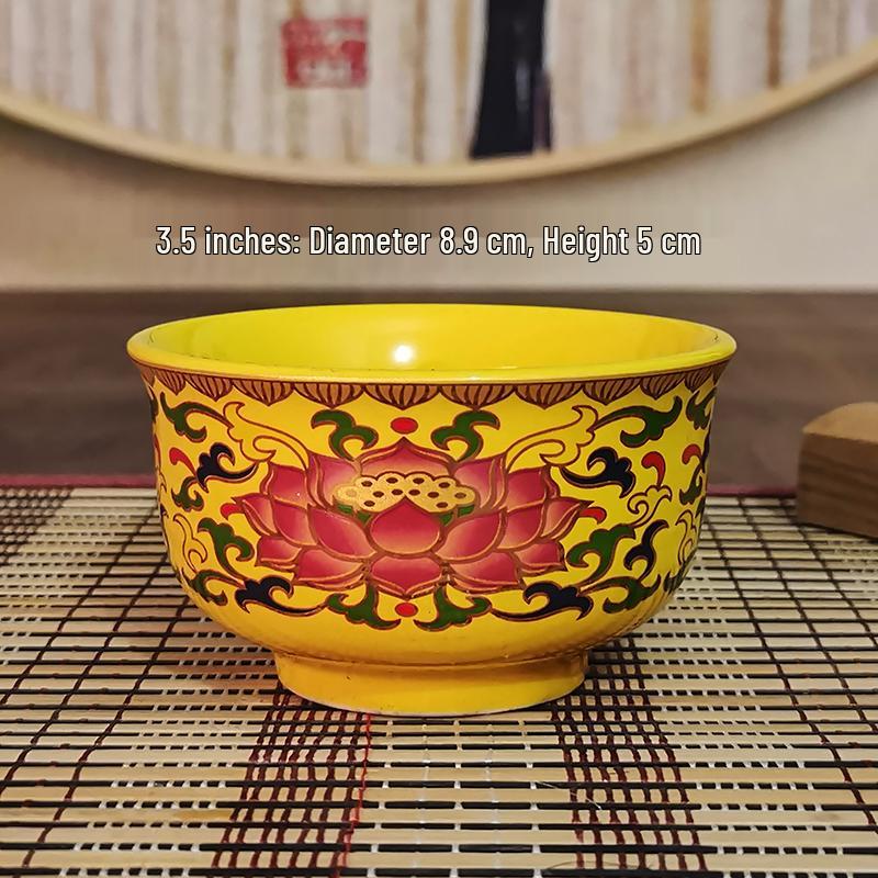 Bol d'offrande Lotus en céramique pour la salle bouddhiste - Grand et petit pour sept ou huit offrandes auspicieuses