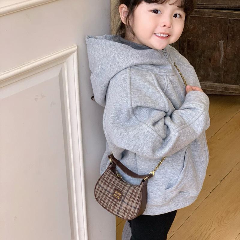 Borsa a Spalla Singola con Fantasia a Scacchi alla Moda, Borsetta per Bambini, Mini Borsa per Bambini