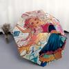 1 Stück Outdoor-Schirm mit Anime-Mädchen und Parfümflaschen-Aufdruck - Automatisches Öffnen/Schließen, Tragbares 3-fach faltbares Design, 8-Rippen-Eisenrahmen - Perfektes Geschenk