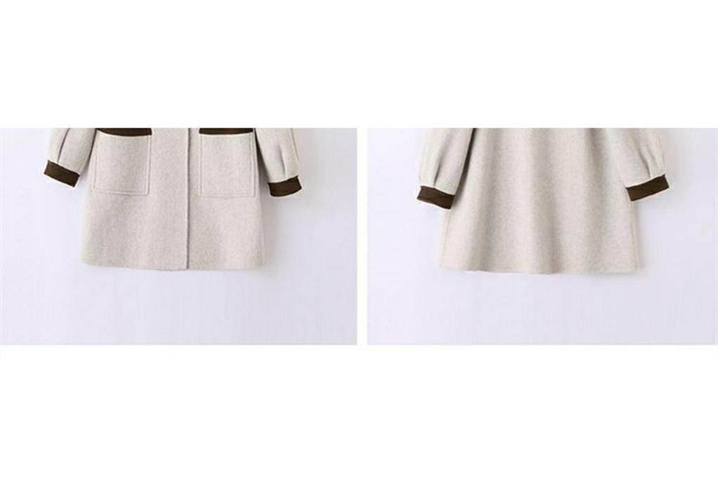 Autumn/Winter 2025 Color Block Wool Coat with Doll Collar
