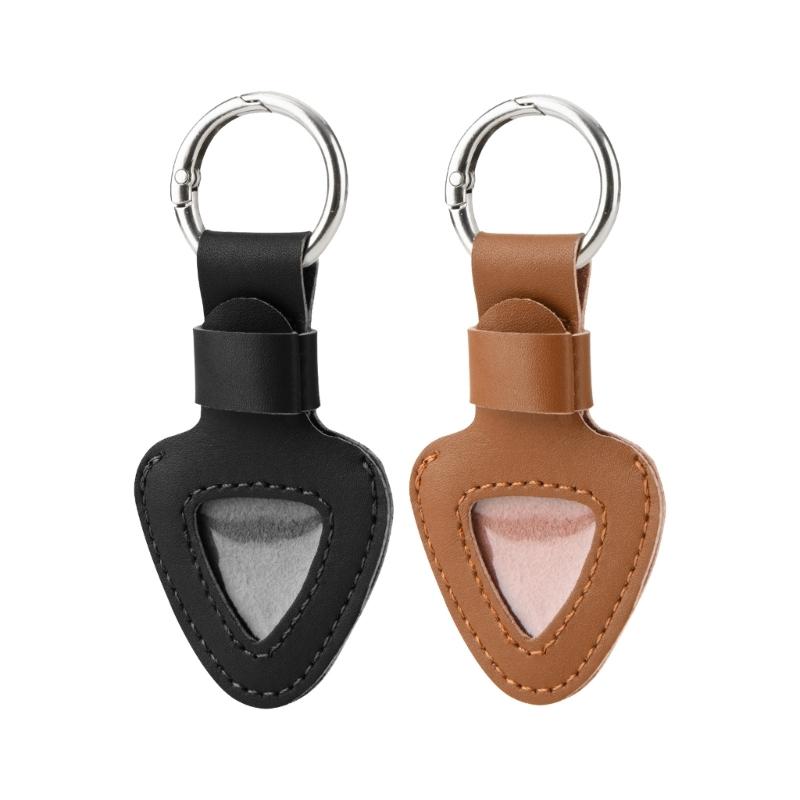 Guitar Pick Container Guitar Accessory Tool Pocket with Keychain Guitar Pick Holder Guitar Pick Pouches PU Texture