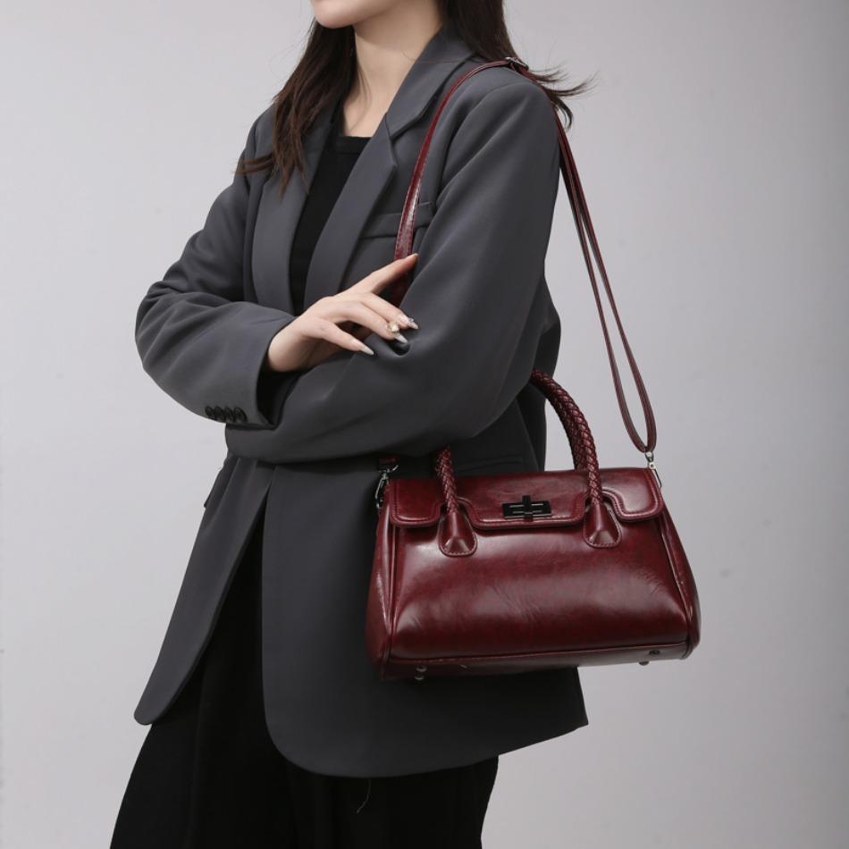 High Quality Solid Color Leather Women Handbags Casual Crossbody Handbag Luxury Shoulder Bags for Women  Designer