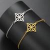 Trendy Adjustable Double Layer Witch Knot Bracelet for Women - Stainless Steel Hand Jewelry