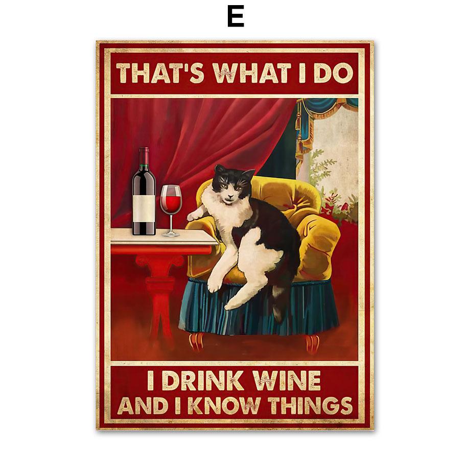 Funny Retro Cat Book Cocktail Wall Art Canvas Painting I'm Anti-Stupid Posters Prints Bar Wall Pictures For Living Room Decor