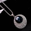Luxury Blue Long Chain Necklace Minimalist Style Crystal Pendant Necklace  Gift Jewelry