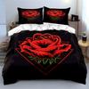 Red Rose with Triangle Design Bedding Duvet Cover Set Duvet Cover Pillowcases  (1*Duvet Cover 2*Pillowcases, without duvet insert)