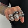 Dark Skull Ring Set for Men Hip Hop Niche Punk Exaggerated Pentagram Ring Men's Jewelry